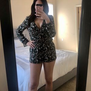 Forever 21 green floral romper